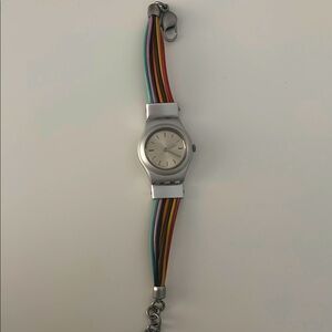 Swatch vintage silver irony Watch with multicolor strap